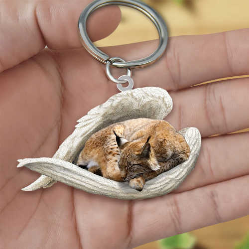 Lynx Cat Sleeping Angel Acrylic Keychain | Shop Now