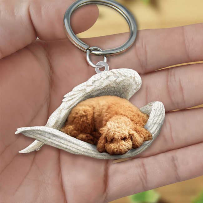 Poodle Sleeping Angel Acrylic Keychain | Shop Now