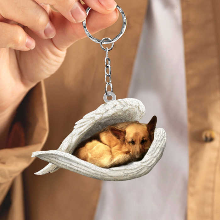 German shepherd Sleeping Angel Acrylic Keychain | Shop Now