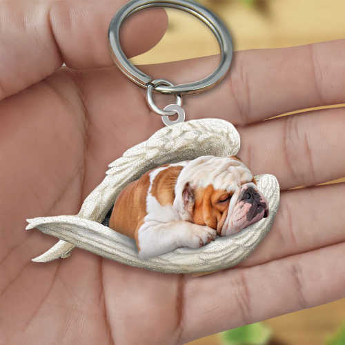 Bulldog Sleeping Angel Acrylic Keychain | Shop Now