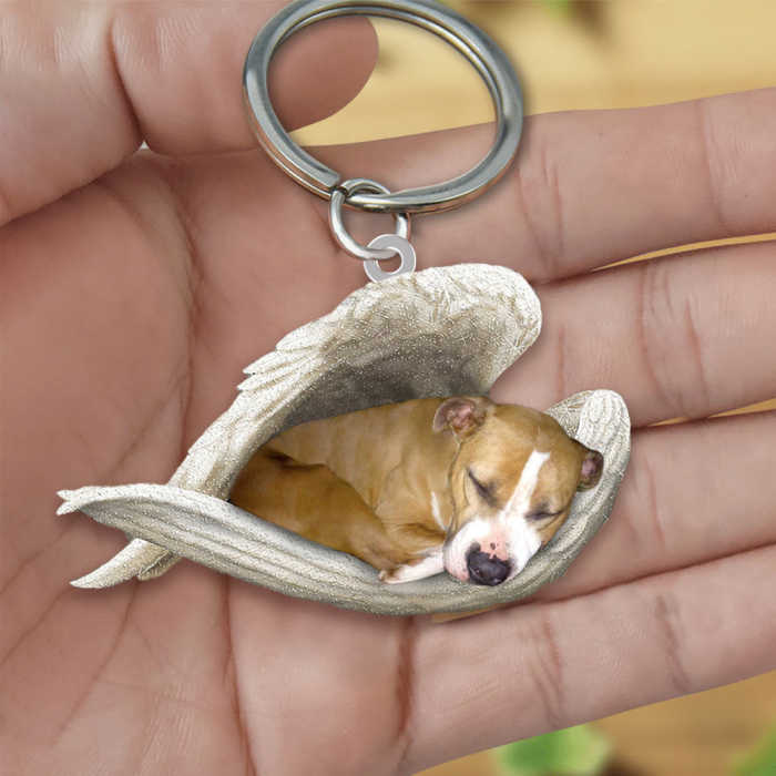 Stafford shire Bull Terr  Sleeping Angel Acrylic Keychaine | Shop Now