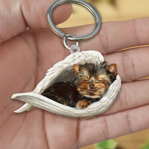 Yorkshire terrier Sleeping Angel Acrylic Keychain | Shop Now