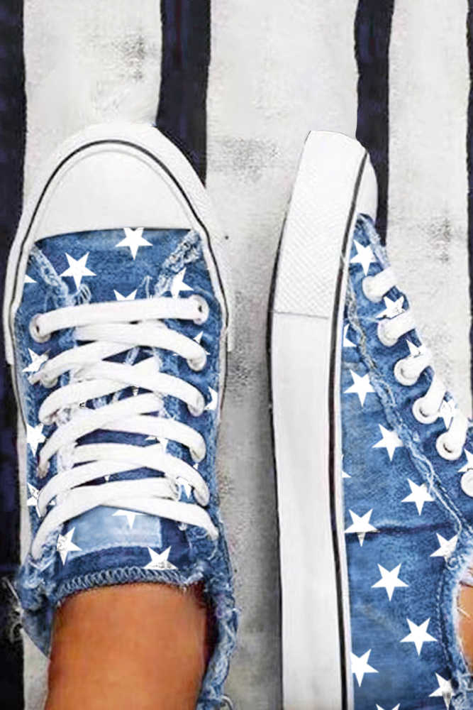 Blue USA Flag Print Sneakers
