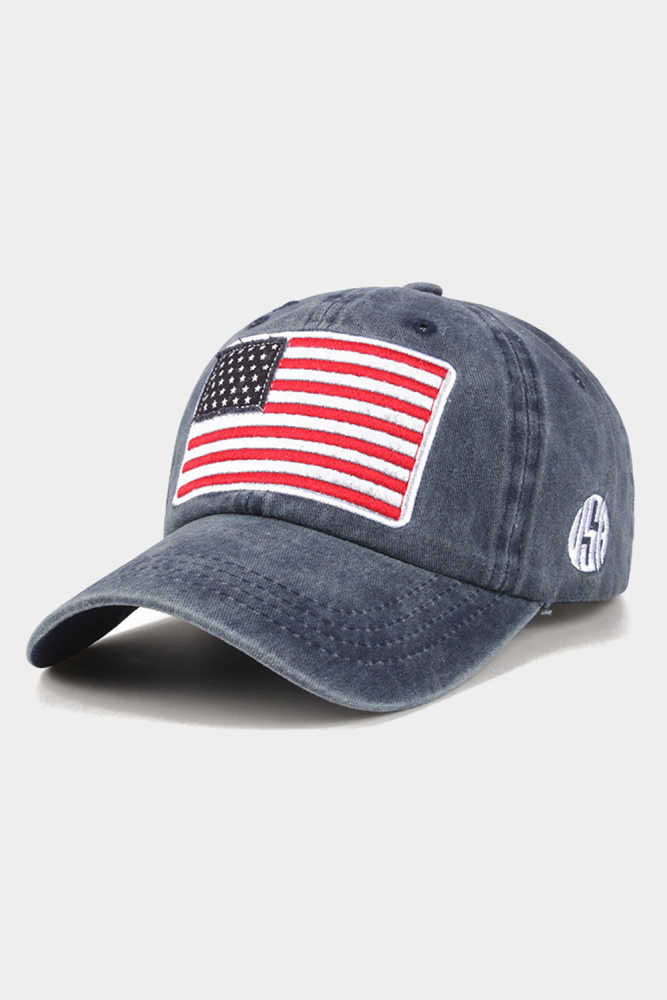 Men's Embroidered American Flag Washed Baseball Cap