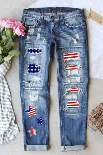 American flag Ripped Jeans
