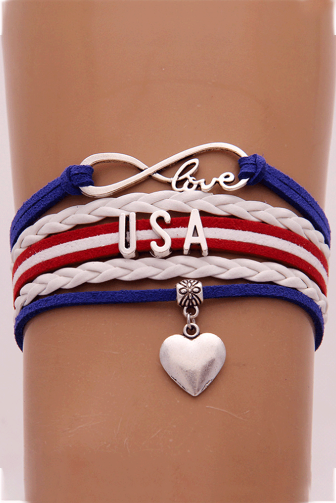 Patriotic American Letter Braided Bracelet
