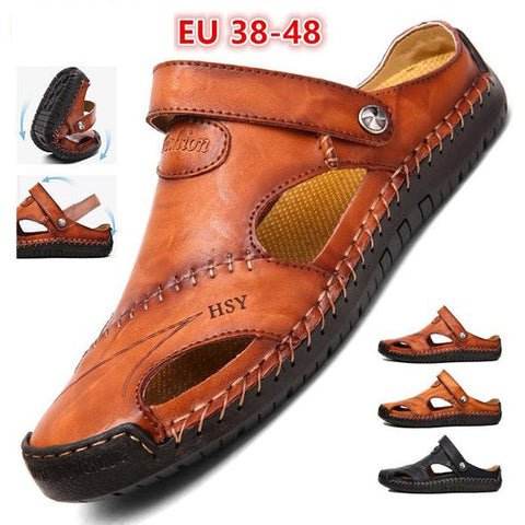 🔥FATHER‘S DAY PROMOTION 50% OFF - LARGE SIZE SOFT LEATHER MEN'S BREATHABLE OUTDOOR SANDALS