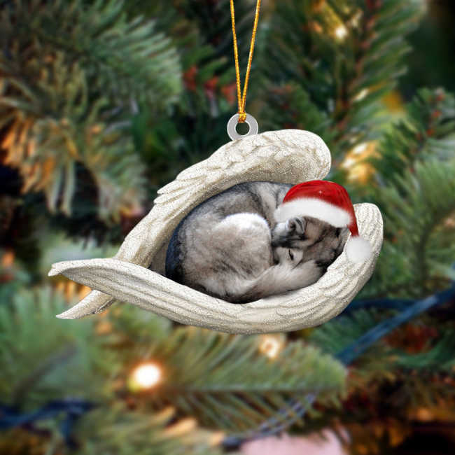 husky Sleeping Angel Christmas Ornament