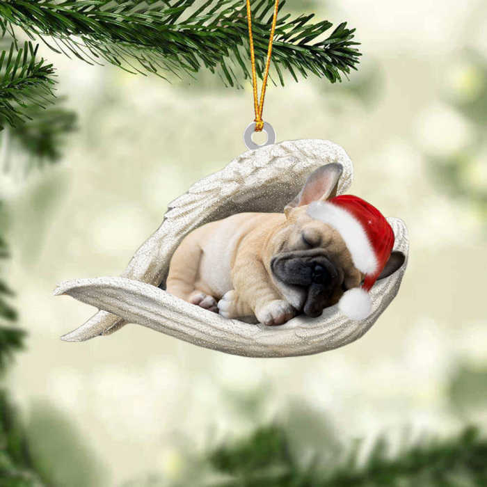 French bulldog 2 Sleeping Angel Christmas Ornament