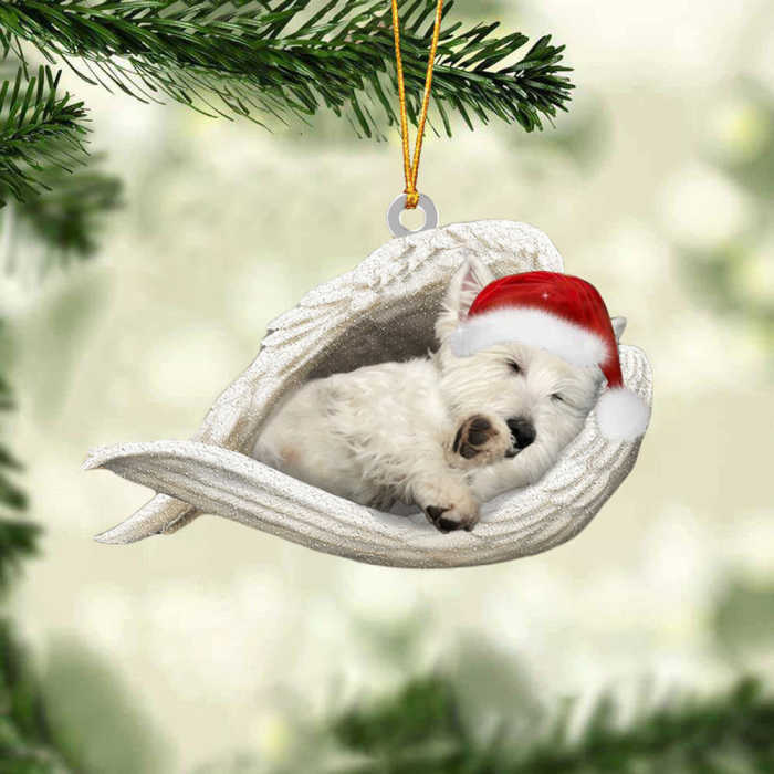 West highland white terrier Sleeping Angel Christmas Ornament
