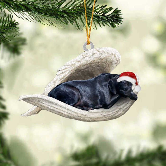 Black labrador Sleeping Angel Christmas Ornament