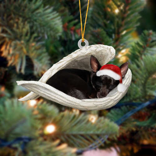 Black chihuahua Sleeping Angel Christmas Ornament