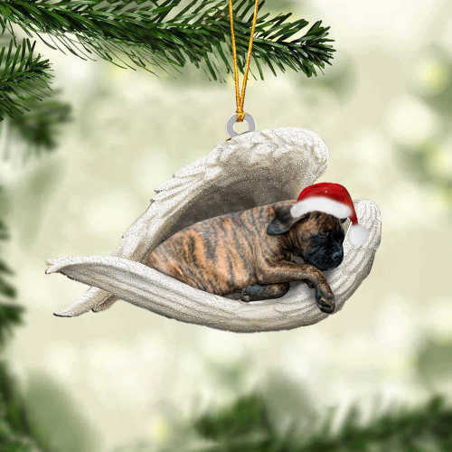 Brindle Boxer1 Sleeping Angel Christmas Ornament