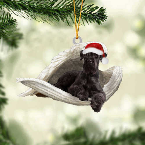 Black schnauzer Sleeping Angel Christmas Ornament