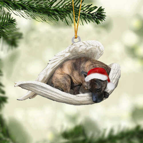 Brindle Staffy Sleeping Angel Christmas Ornament