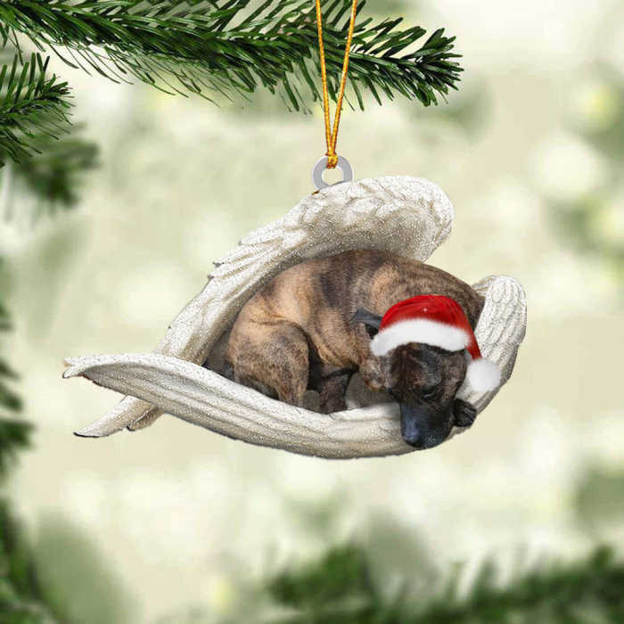 Brindle Staffy Sleeping Angel Christmas Ornament