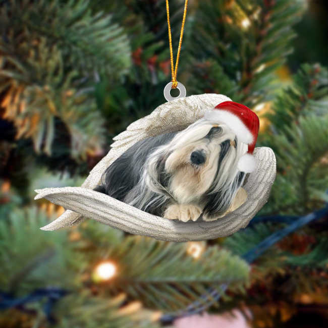 Bearded Collie Sleeping Angel Christmas Ornament