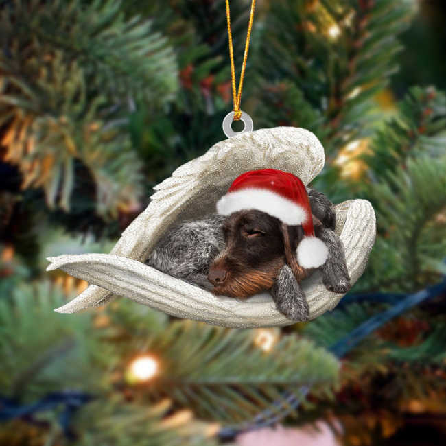 German Wirehaired Pointer Sleeping Angel Christmas Ornament