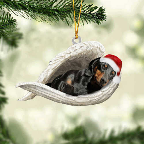 Black and tan dachshund Sleeping Angel Christmas Ornament