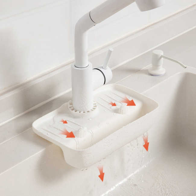 Silicone Kitchen Faucet Mat Sink Splash Pad Drain Pad Bathroom Countertop Protector Shampoo Soap Dispenser Quick Dry Tray