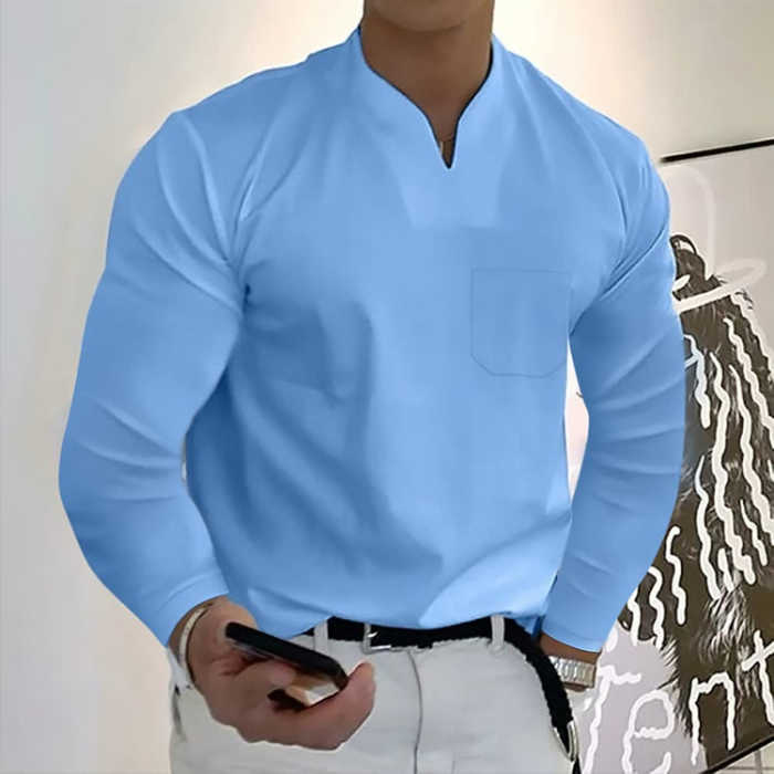 ✨New Arrival Sale - 49% OFF🔥Men's Casual Solid Color Long Sleeve Cotton T-Shirt With Pocket