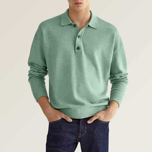 Men's Spring And Autumn Fashion Casual Loose Lapel Long Sleeve Polo Shirt
