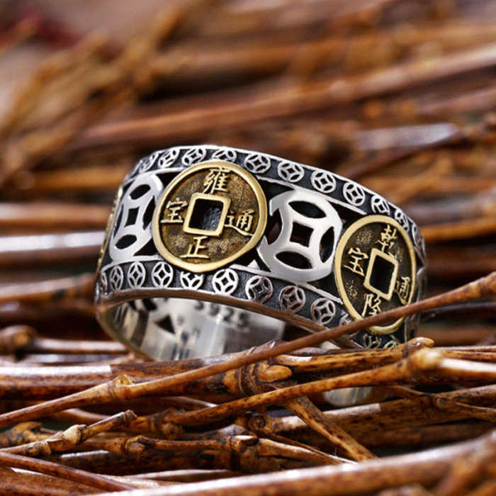 Five-emperor Coin Open Ring
