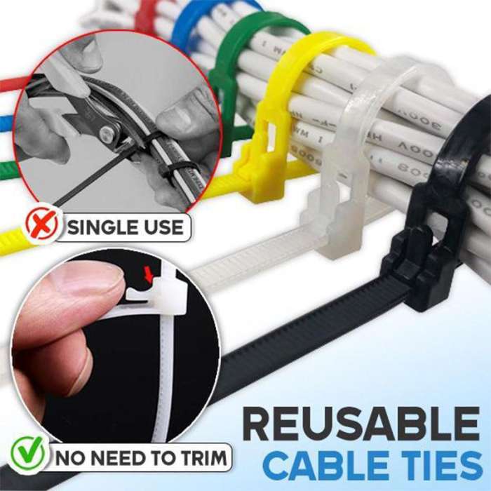 (🌲CHRISTMAS SALE NOW-48% OFF) Reusable Cable Ties (100PCS)