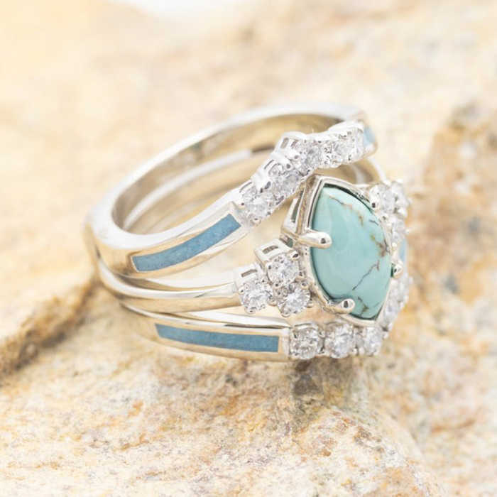 Teyou Natural Turquoise Diamond Ring