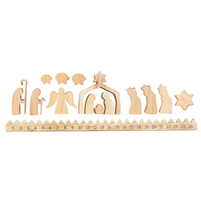 Wooden Christmas Day Calendar Jesus Ornaments