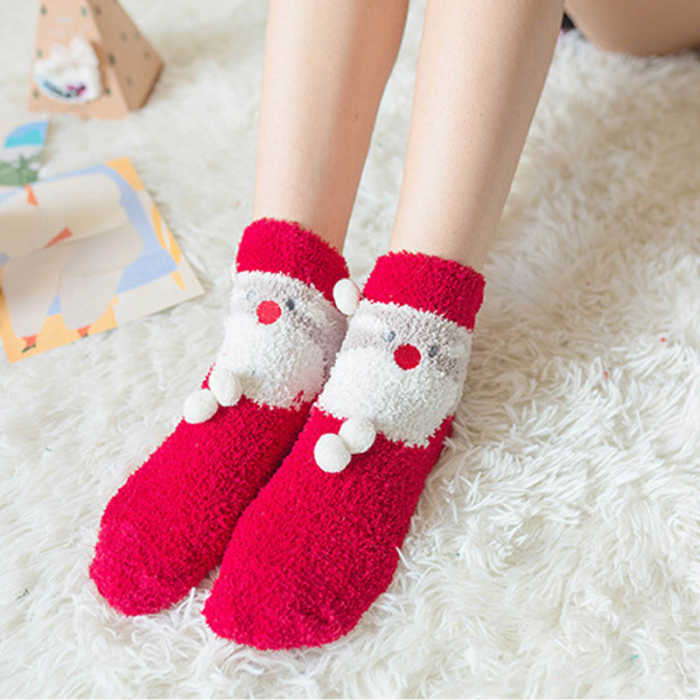 Christmas-themed Coral Fleece Soft Warm Socks(4 pairs)