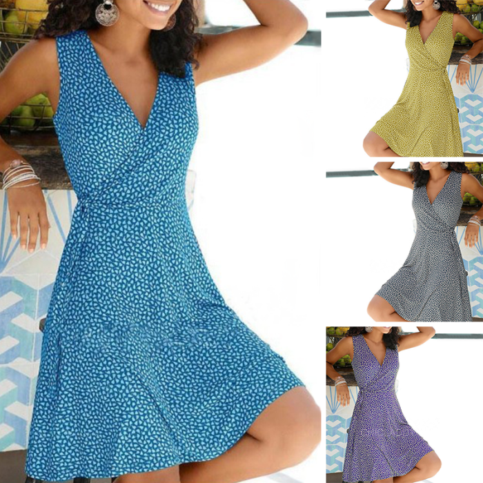 Print Sleeveless A-line Knee Length Vacation Dresses