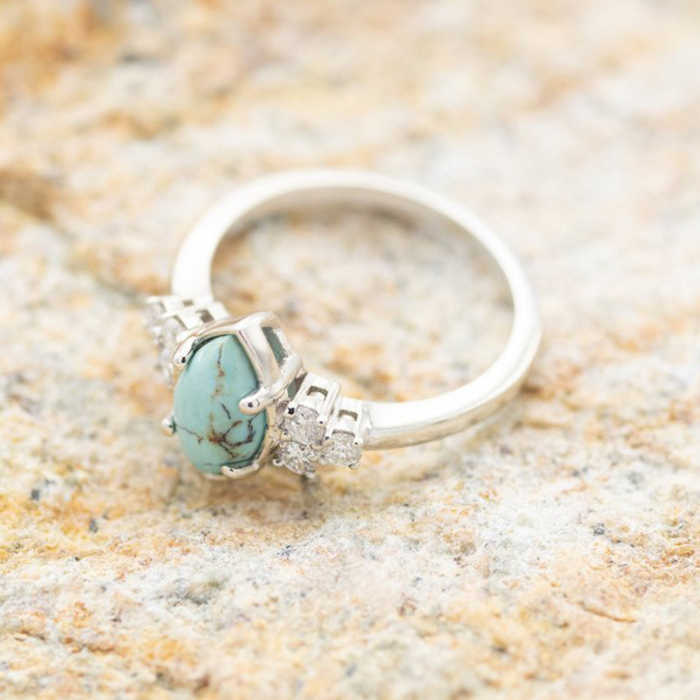 Teyou Natural Turquoise Diamond Ring