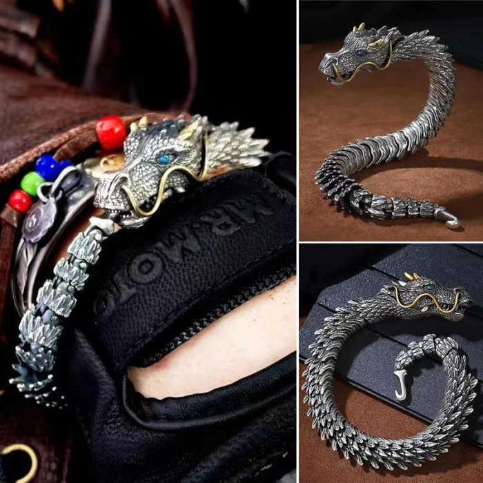Silver Handmade Dragon Chain Bracelet