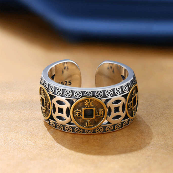 Five-emperor Coin Open Ring