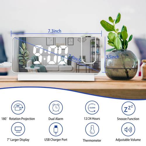 (🎅EARLY CHRISTMAS SALE - 49% OFF)Mirror projection alarm clock