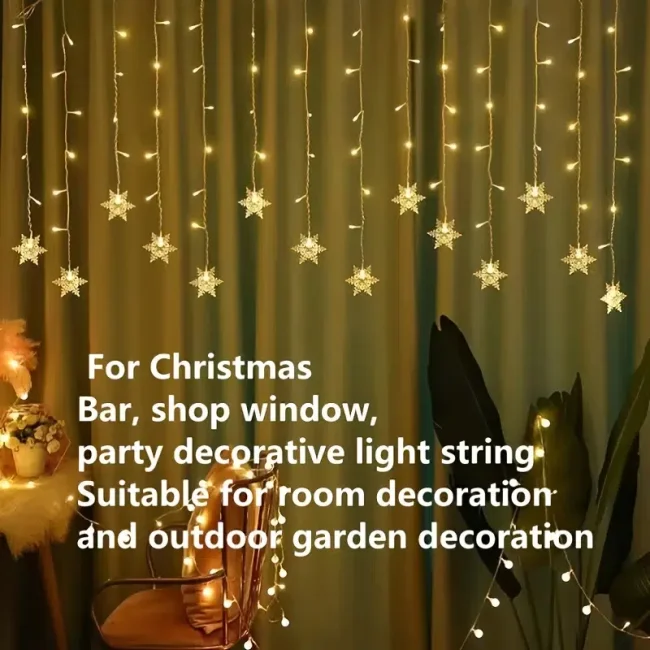 LED Plug-In Snowflake Curtain USB Charging Lights