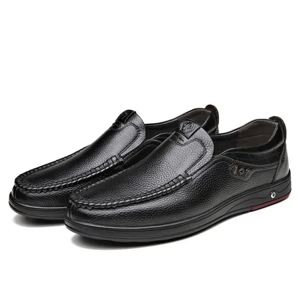 Mens Genuine Leather Soft Insole Casual Business Slip On Loafers