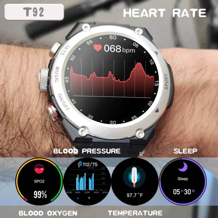 Airappin Smartwatch T92pro Smart Watch with Wireless Headphones Activity Bracelet 2 in 1 Headphones BT MP3 Music