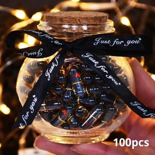 Valentine's Day Gift 100 Pcs DIY Message in a Bottle Capsule Letter Black Gifts for Lover