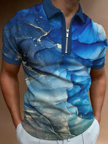 Men's Fashion Painted Print Casual Polo Shirt