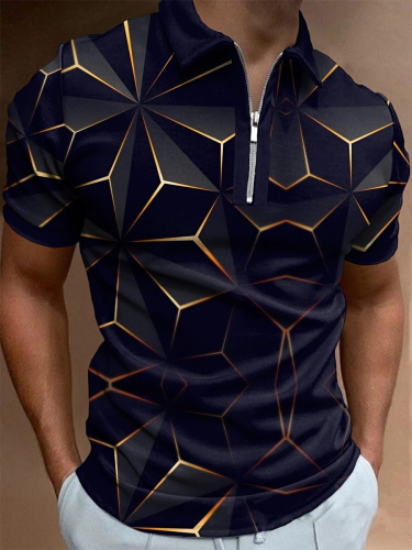 Men Casual Geometric Printed Polo Shirt