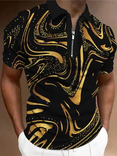 Men's Gradient 3D Print Short Sleeve Polo Shirt