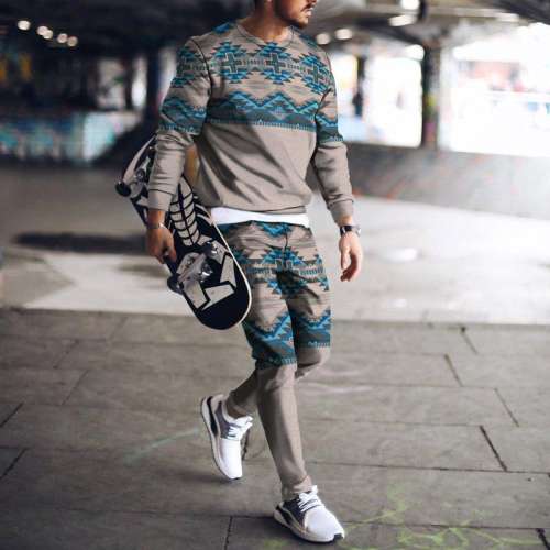 Men's Casual Personality Print Suit With Pants