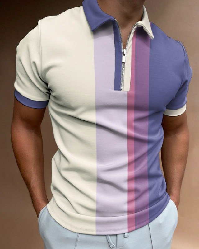 Men's Gradient Striped POLO Shirt
