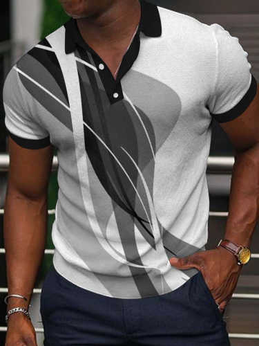 Men's Casual Printed Short-Sleeved Polo Shirt