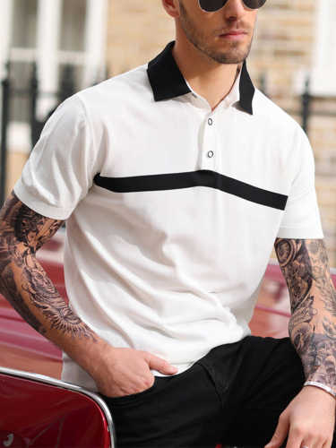 Men's Stylish Good Texture Striped Polo Shirt