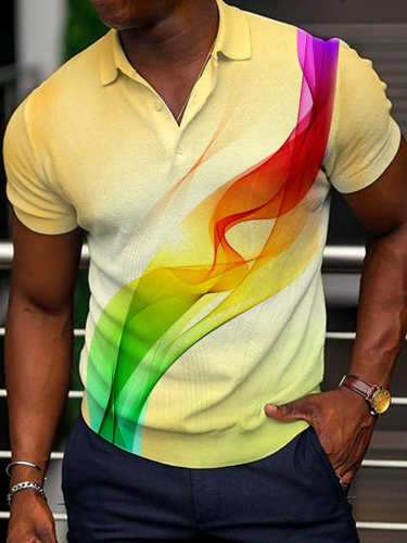 Men's Fashion Print Outdoor Short Sleeve Polo Shirt