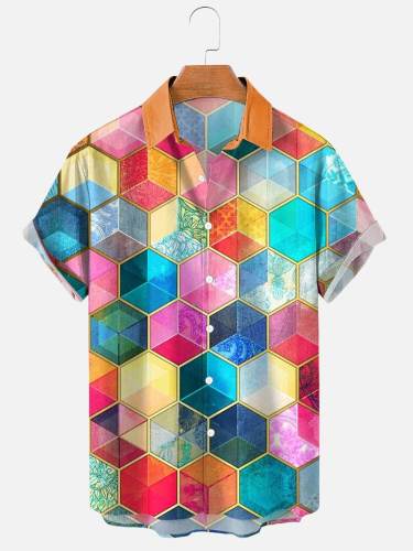 Men's Geometric Casual Printed Polo Shirt