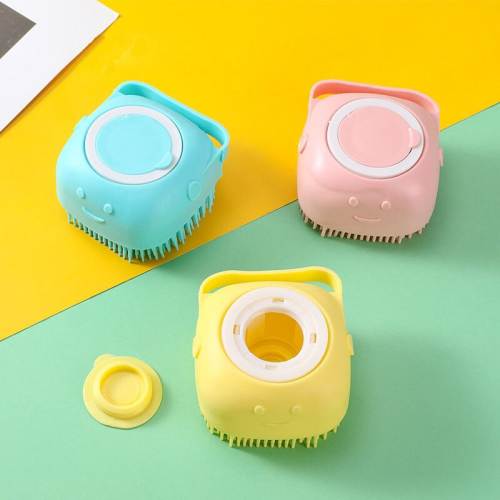 Pet Dog Bathing Soft Brushes Safety Silicone Comb with Shampoo Box Massage Comb Puppy Cats Shower Grooming Tool Pet Accessories